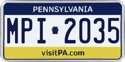 PA license plate MPI2035