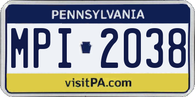 PA license plate MPI2038