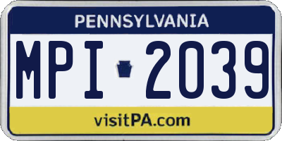 PA license plate MPI2039