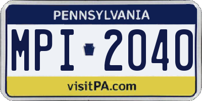 PA license plate MPI2040
