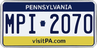 PA license plate MPI2070