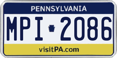 PA license plate MPI2086