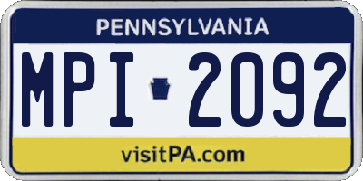 PA license plate MPI2092