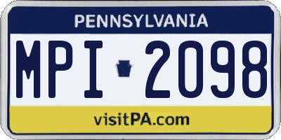 PA license plate MPI2098