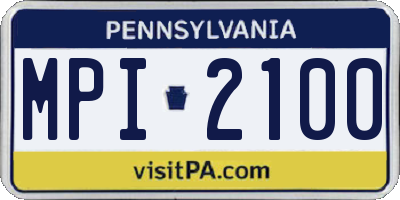 PA license plate MPI2100