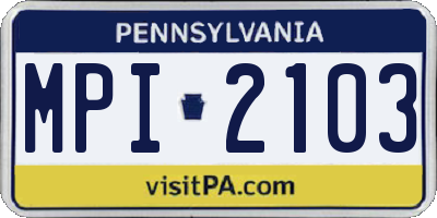 PA license plate MPI2103