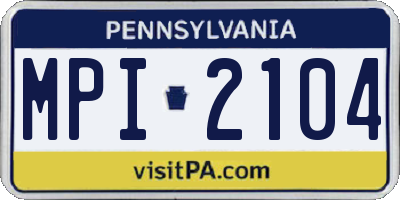 PA license plate MPI2104