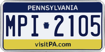 PA license plate MPI2105