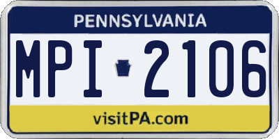 PA license plate MPI2106