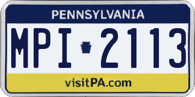 PA license plate MPI2113