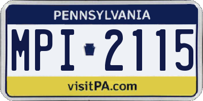 PA license plate MPI2115