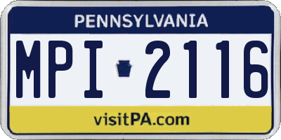 PA license plate MPI2116
