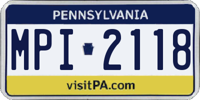 PA license plate MPI2118