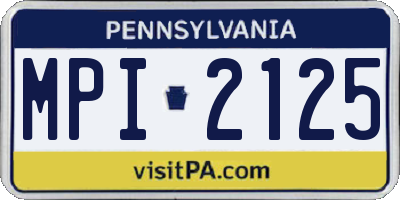 PA license plate MPI2125