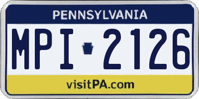 PA license plate MPI2126
