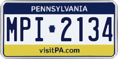 PA license plate MPI2134
