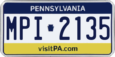 PA license plate MPI2135