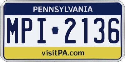 PA license plate MPI2136