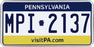 PA license plate MPI2137