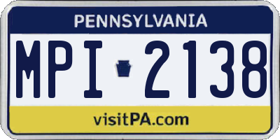 PA license plate MPI2138