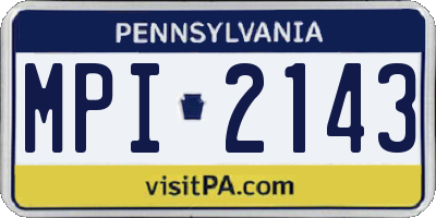 PA license plate MPI2143