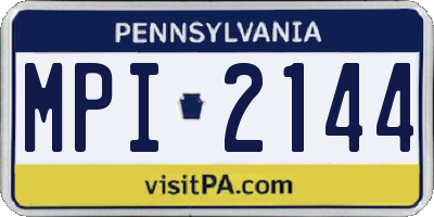 PA license plate MPI2144