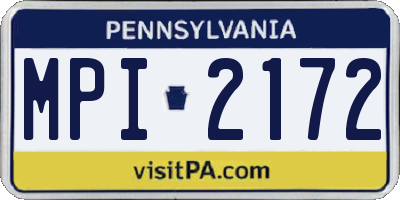 PA license plate MPI2172