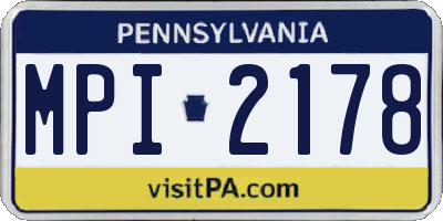 PA license plate MPI2178