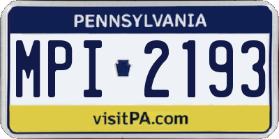 PA license plate MPI2193