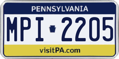 PA license plate MPI2205