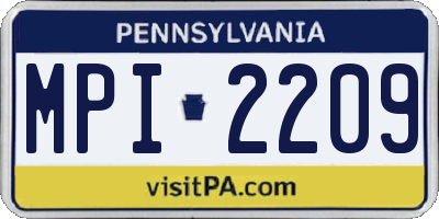 PA license plate MPI2209