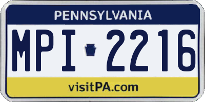PA license plate MPI2216