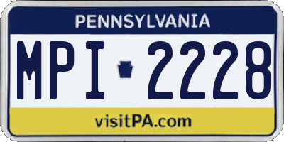PA license plate MPI2228