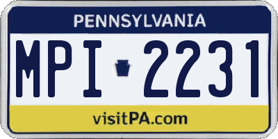 PA license plate MPI2231