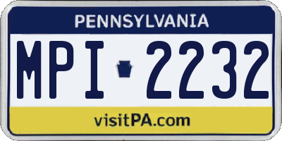 PA license plate MPI2232