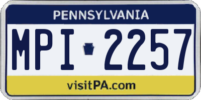PA license plate MPI2257