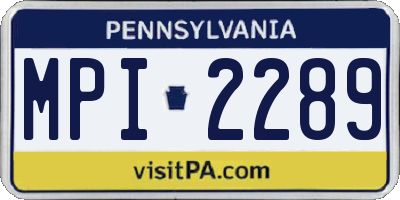 PA license plate MPI2289