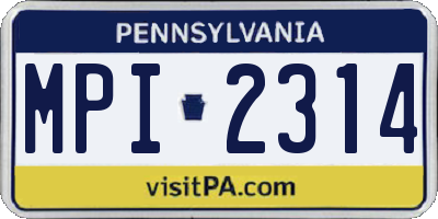 PA license plate MPI2314