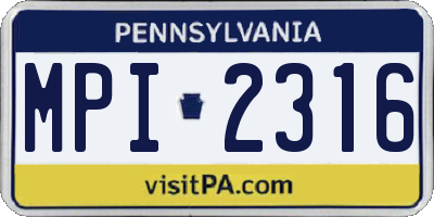 PA license plate MPI2316
