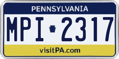 PA license plate MPI2317