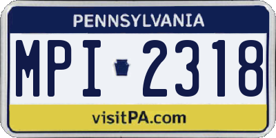 PA license plate MPI2318