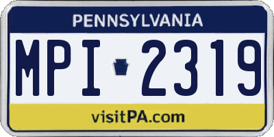 PA license plate MPI2319