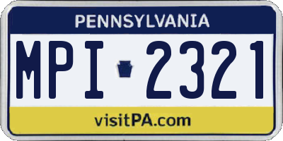 PA license plate MPI2321