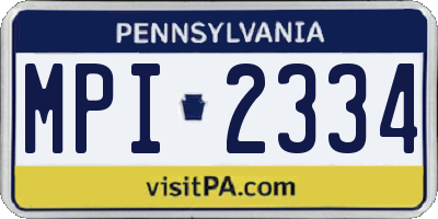 PA license plate MPI2334