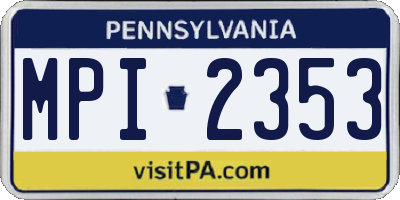 PA license plate MPI2353