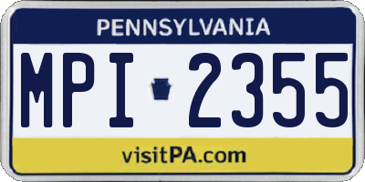 PA license plate MPI2355