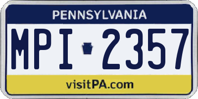 PA license plate MPI2357