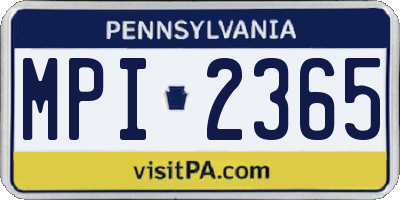 PA license plate MPI2365