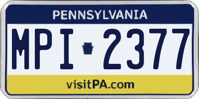PA license plate MPI2377