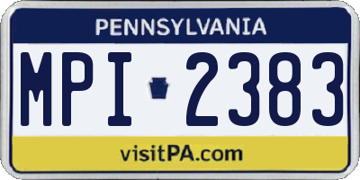 PA license plate MPI2383